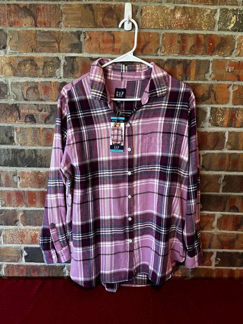Gap Women’s Pink Plaid Flannel Shirt Size:Large NWT